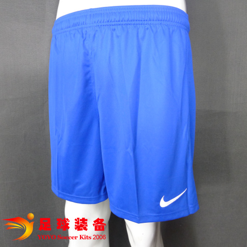 专柜正品NIKE 2014 足球服短裤 足球光板组队比赛蓝色短裤 