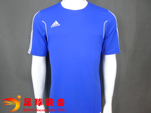 专柜正品 ADIDAS 2014 基础版蓝色组队光板足球服