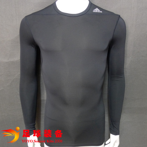 专柜正品ADIDAS TF BASE 1S 男子长袖 黑色 足球冬季训练紧身衣