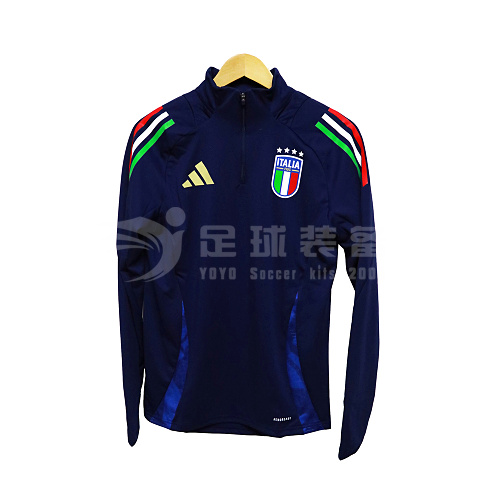 专柜正品ADIDAS 意大利队2024欧洲杯足球长袖半拉链套头衫训练服